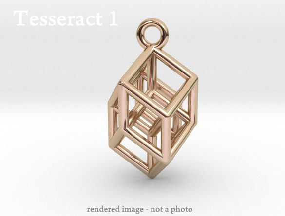 tesseract hypercube jewelry pendant